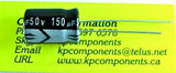 150uF 50V 105°C Radial Electrolytic Capacitor - Gloria - Capacitor - KP Components Inc