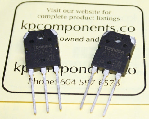 Par De Transistores De Potencia 2SA1962 (PNP) Y 2SC5242 (NPN) - 15A, 230V, 130W, TO-3P