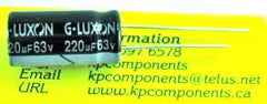220uF 63V Capacitor 105°C High Temp Radial Leads - G-LUXON - Capacitor - KP Components Inc