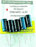3300uF 6.3V Cap @105°C High Temp Radial Leads - Jamicon - Capacitor - KP Components Inc