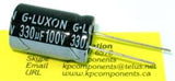 330uF 100V Capacitor High Temp Radial - G-LUXON - Capacitor - KP Components Inc